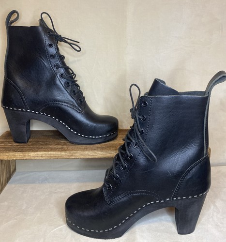 Swedish hasbeens black leather - black,